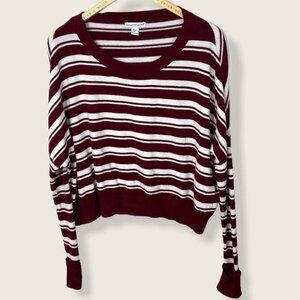 Wearing Heart On Your Sleeve Striped Raglan Sweater Red Size Medium Long Sleeves